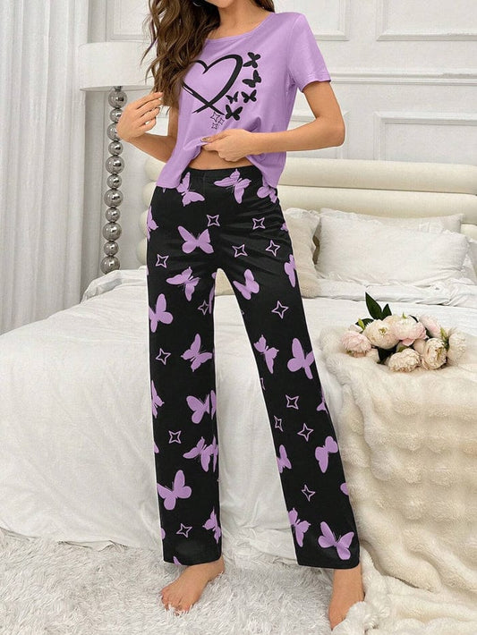 Printed Pajama Night Suit Heart Print