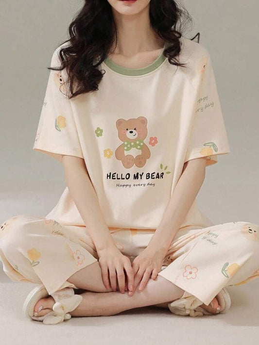 Handsome Bear Printed Night Suit