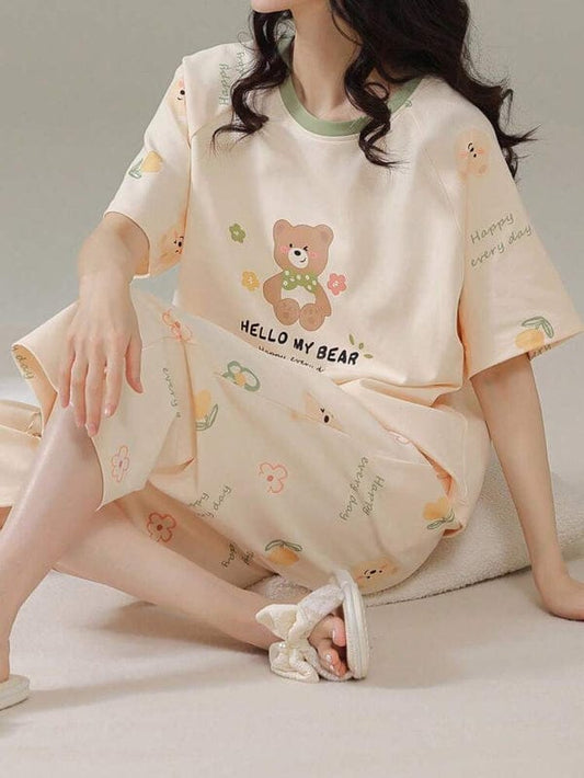 Handsome Bear Printed Night Suit