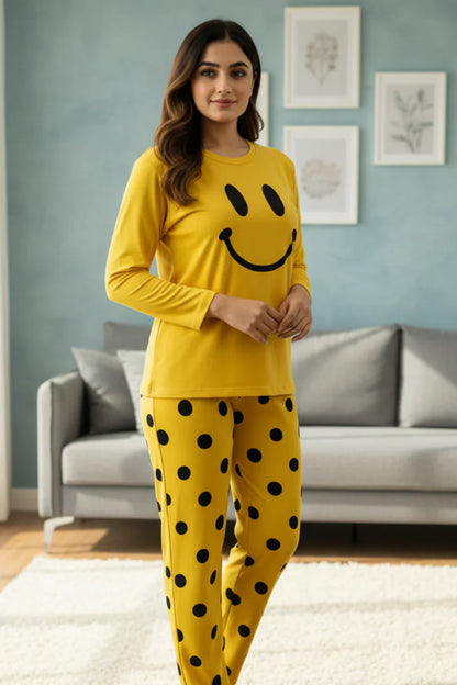 Yellow Smiley PJs Set