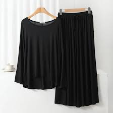 Black Plain Palazo Night Suit